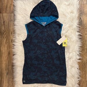 All in Motion Boys L 12/14 Blue Hooded Sleeveless Active Tee Shirt NWT